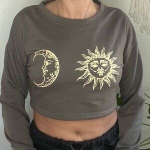 Wild Fable Gray Graphic Crop Hoodie